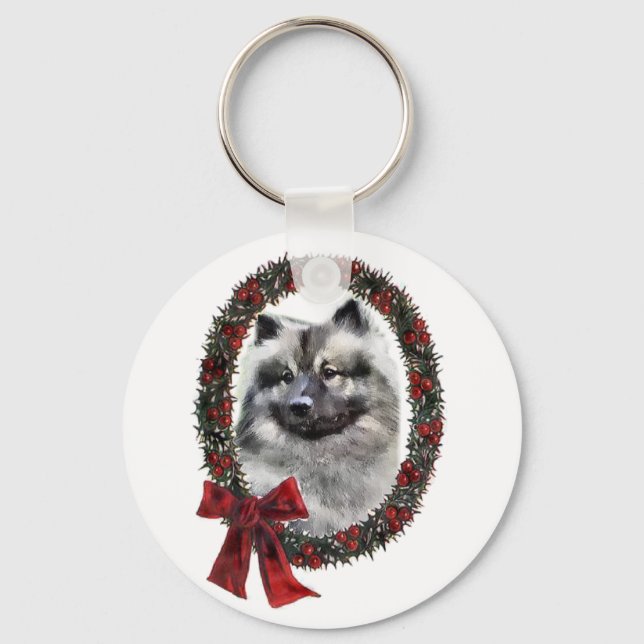 Keeshond Christmas Gifts Key Ring (Front)
