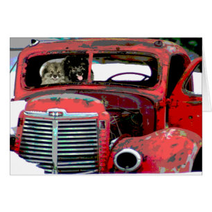 Keeshond Christmas Old Truck Painting Dog Art