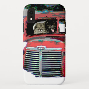 Keeshond Christmas Old Truck Painting Dog Art iPhone XR Case
