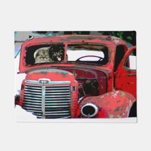 Keeshond Christmas Old Truck Painting Dog Art Doormat