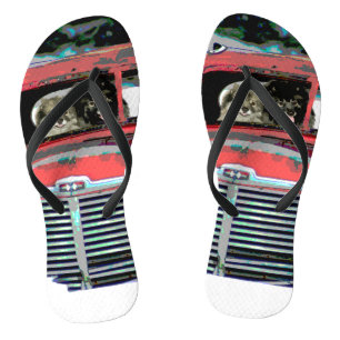 Keeshond Christmas Old Truck Painting Dog Art Flip Flops