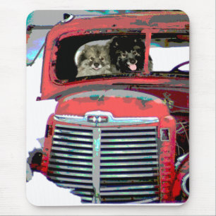 Keeshond Christmas Old Truck Painting Dog Art Mouse Mat
