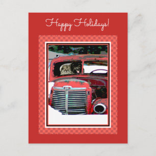Keeshond Christmas Old Truck Painting Dog Art Postcard