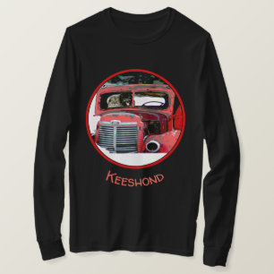 Keeshond Christmas Old Truck Painting Dog Art T-Shirt