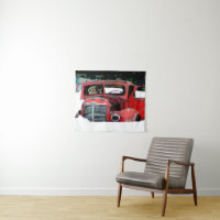 Keeshond Christmas Old Truck Painting Dog Art