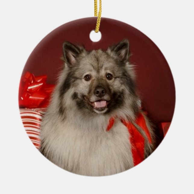 Keeshond Christmas Ornament (Front)