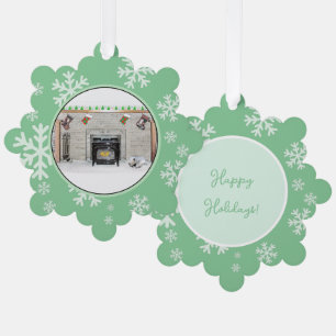 Keeshond Christmas Puppy Dog by Fireplace Painting Tree Decoration Card