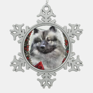 Keeshond Christmas Snowflake Pewter Christmas Ornament