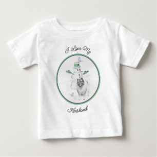 Keeshond Christmas Snowman Painting Dog Art Baby T-Shirt