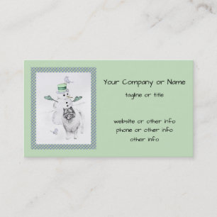 Keeshond Christmas Snowman Painting Dog Art Business Card