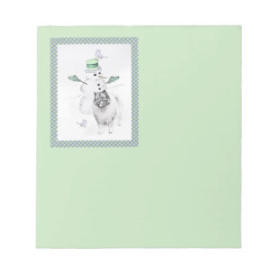 Keeshond Christmas Snowman Painting Dog Art Notepad