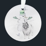 Keeshond Christmas Snowman Painting Dog Art Ornament<br><div class="desc">Keeshond Christmas Snowman dog portrait, original painting. We specialise in cute and funny original art. Buy this for yourself or as a great gift for your Keeshond loving friends. Be creative - click on CUSTOMIZE to add/remove/change text, resize the picture, change colours or anything else the customisation tool will allow!...</div>