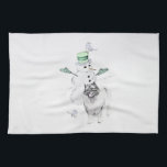 Keeshond Christmas Snowman Painting Dog Art Tea Towel<br><div class="desc">Keeshond Christmas Snowman dog portrait, original painting. We specialise in cute and funny original art. Buy this for yourself or as a great gift for your Keeshond loving friends. Be creative - click on CUSTOMIZE to add/remove/change text, resize the picture, change colours or anything else the customisation tool will allow!...</div>
