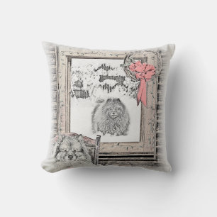 Keeshond Christmas Winter Window Painting Dog Art Cushion