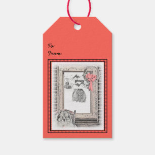 Keeshond Christmas Winter Window Painting Dog Art Gift Tags
