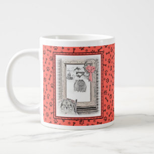 Keeshond Christmas Winter Window Painting Dog Art Large Coffee Mug
