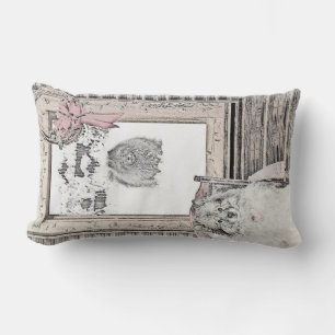 Keeshond Christmas Winter Window Painting Dog Art Lumbar Cushion