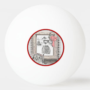 Keeshond Christmas Winter Window Painting Dog Art Ping Pong Ball