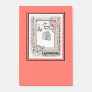 Keeshond Christmas Winter Window Painting Dog Art Post-it Notes