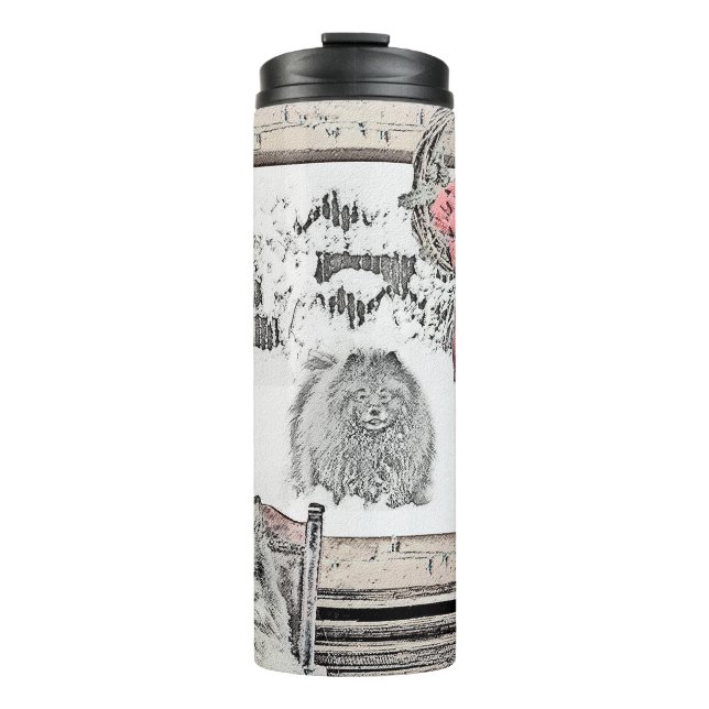 Keeshond Christmas Winter Window Painting Dog Art Thermal Tumbler (Front)