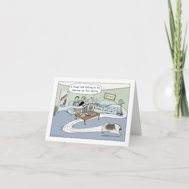 Keeshond Dog Agility Cartoon | Birthday Custom Card (Front)