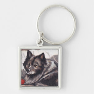 Keeshond Dog Art Keychain