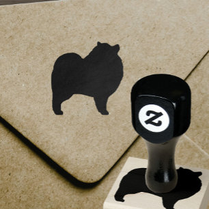 Keeshond Dog Breed Silhouette Rubber Stamp