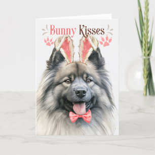 Keeshond Dog Bunny Ears for Easter Holiday Card