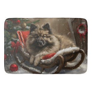 keeshond Dog Christmas Festive Bath Mat