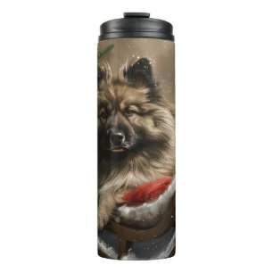 keeshond Dog Christmas Festive Thermal Tumbler