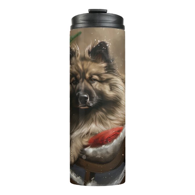 keeshond Dog Christmas Festive  Thermal Tumbler (Front)