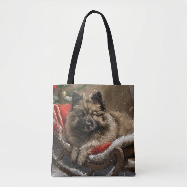 keeshond Dog Christmas Festive  Tote Bag (Front)