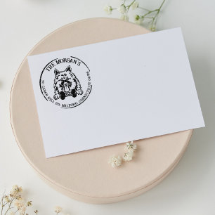 Keeshond Dog Family Return Address Rubber Stamp
