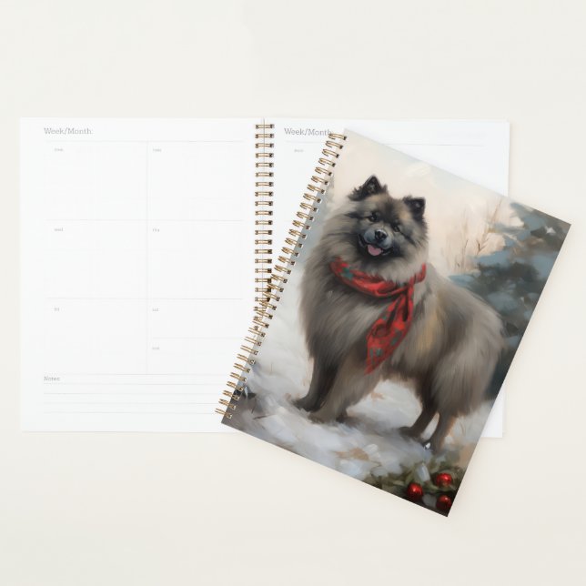 Keeshond Dog in Snow Christmas Planner (Display)