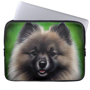 Keeshond Dog in St. Patrick's Day Dress Laptop Sleeve