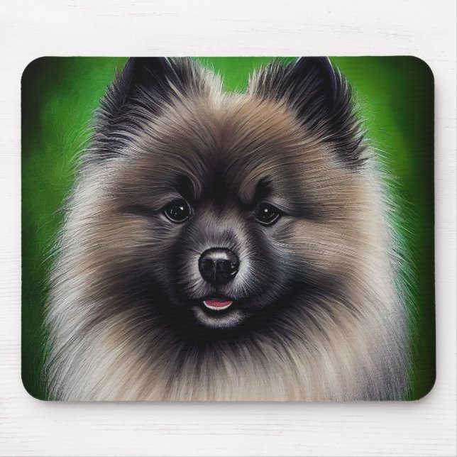 Keeshond Dog in St. Patrick's Day Dress Mouse Mat (Front)