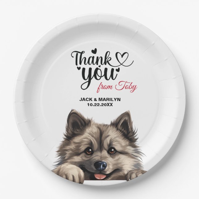 Keeshond Dog Paper Plate (Front)