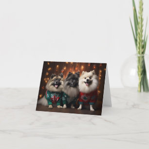 Keeshond Dogs Christmas Card