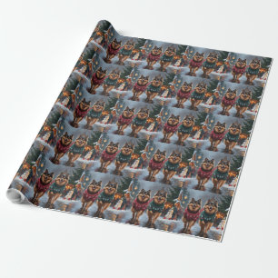 Keeshond Dogs Christmas Snow Holiday Wrapping Paper