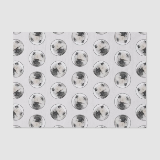 Keeshond Drawing Kees Puppy Cute Original Dog Art Tissue Paper (Front)