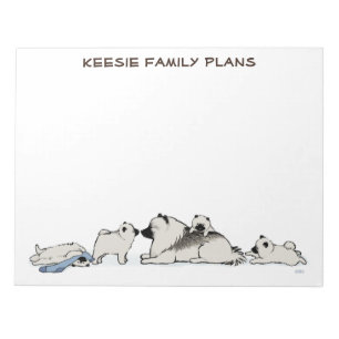 Keeshond Family with Blue Sock Notepad