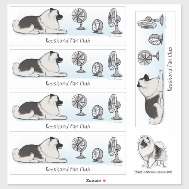 Keeshond Fan Club | Cute Dog with Fans Sticker Set (Sheet)