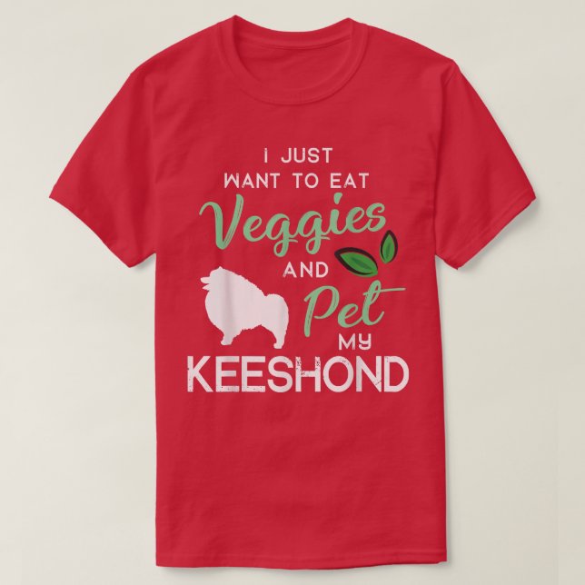 Keeshond Funny Vegan Dog Lover Owner Xmas Birthday T-Shirt (Design Front)
