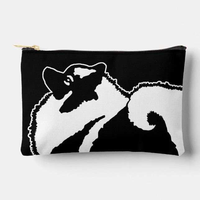 Keeshond Graphic Outline Cute Original Pet Dog Art Accessory Pouch (Front)