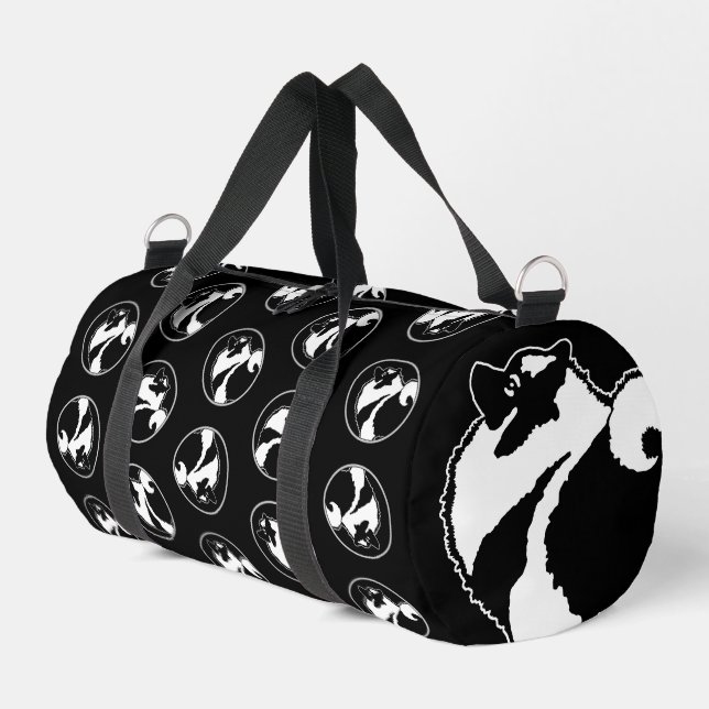 Keeshond Graphic Outline Cute Original Pet Dog Art Duffle Bag (Left Corner)