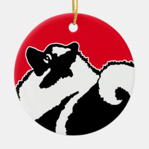 Keeshond Graphics - Cute Original Dog Art Ceramic Tree Decoration