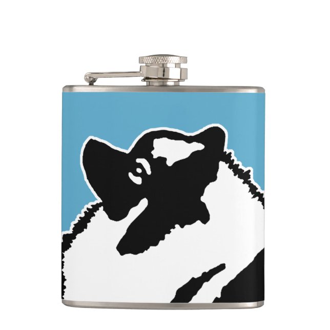 Keeshond Graphics  - Cute Original Dog Art Hip Flask (Front)