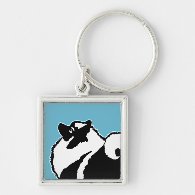 Keeshond Graphics  - Cute Original Dog Art Key Ring (Front)
