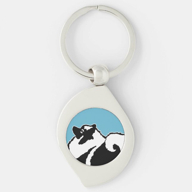 Keeshond Graphics  - Cute Original Dog Art Key Ring (Front)
