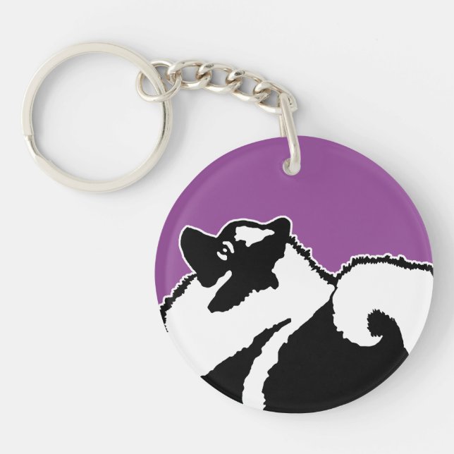Keeshond Graphics  - Cute Original Dog Art Key Ring (Front)